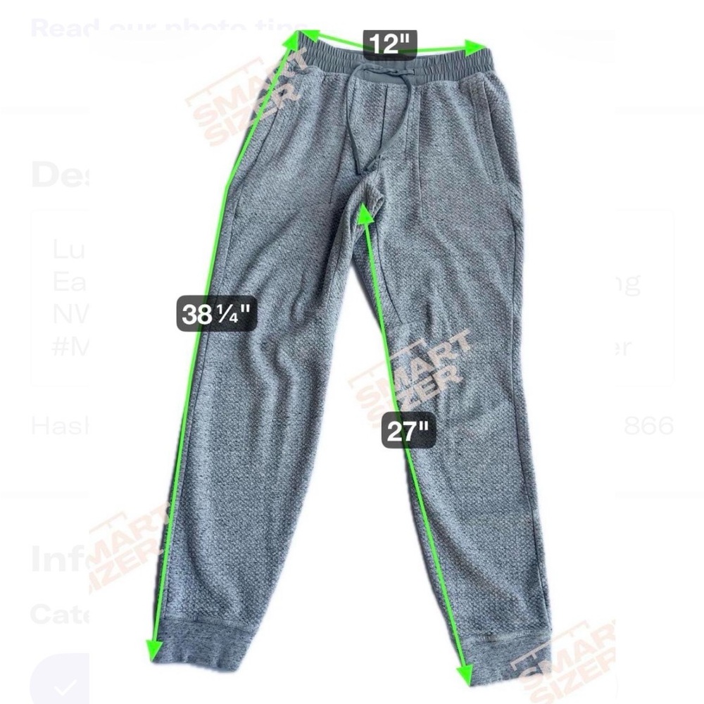 Lululemon Joggers Men’s XS Gray At Ease Textured Double Knit Gym Running NWOT - Picture 8 of 10